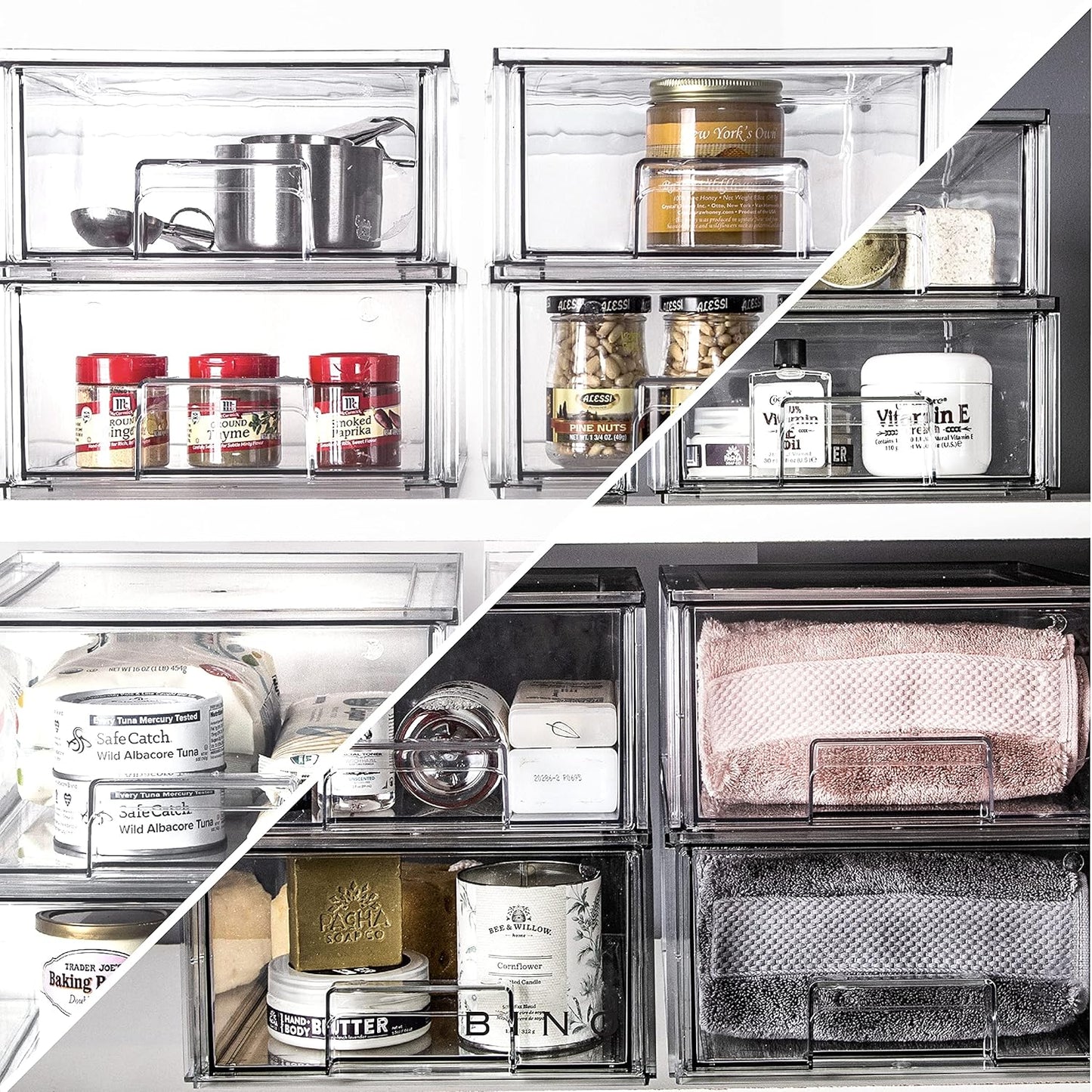 BINO | Stackable Storage Drawers, Shallow X-Large - Clear | THE CRATE COLLECTION | Storage Bins With Drawers Bathroom Organizers and Storage Organization and Storage Under Sink Organizer Vanity Home