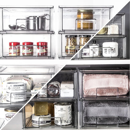 BINO | Stackable Storage Drawers, Shallow X-Large - Clear | THE CRATE COLLECTION | Storage Bins With Drawers Bathroom Organizers and Storage Organization and Storage Under Sink Organizer Vanity Home