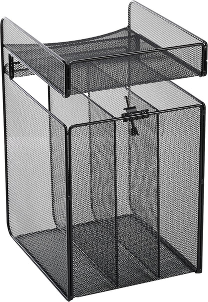 Safco Onyx Hanging Under Desk Organizer, 4 Trays, Office and Classroom Mailbox , Paper and Mail Sorter, Steel Mesh, Black