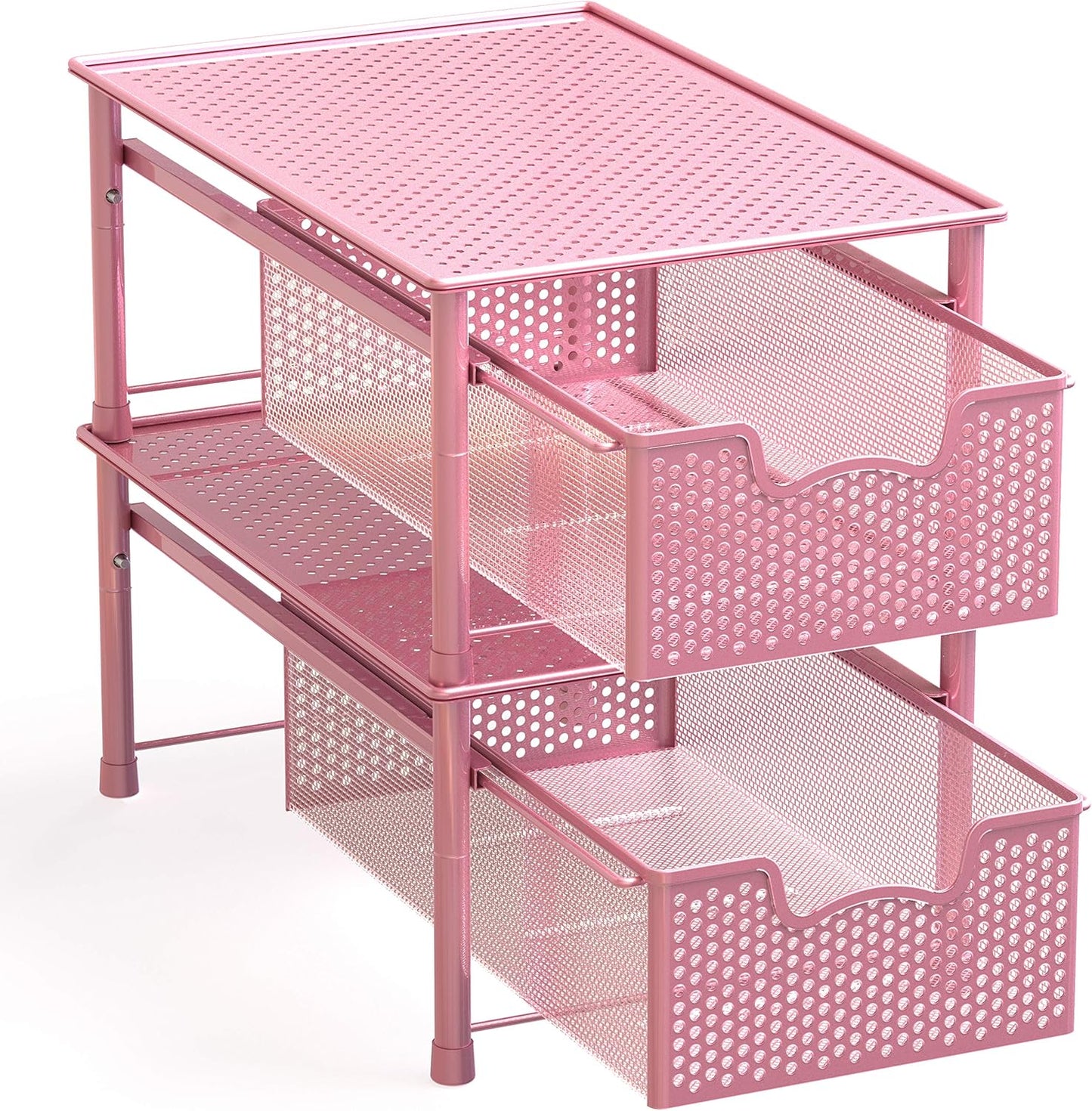 Simple Houseware Stackable 3 Tier Sliding Basket Organizer Drawer, Silver