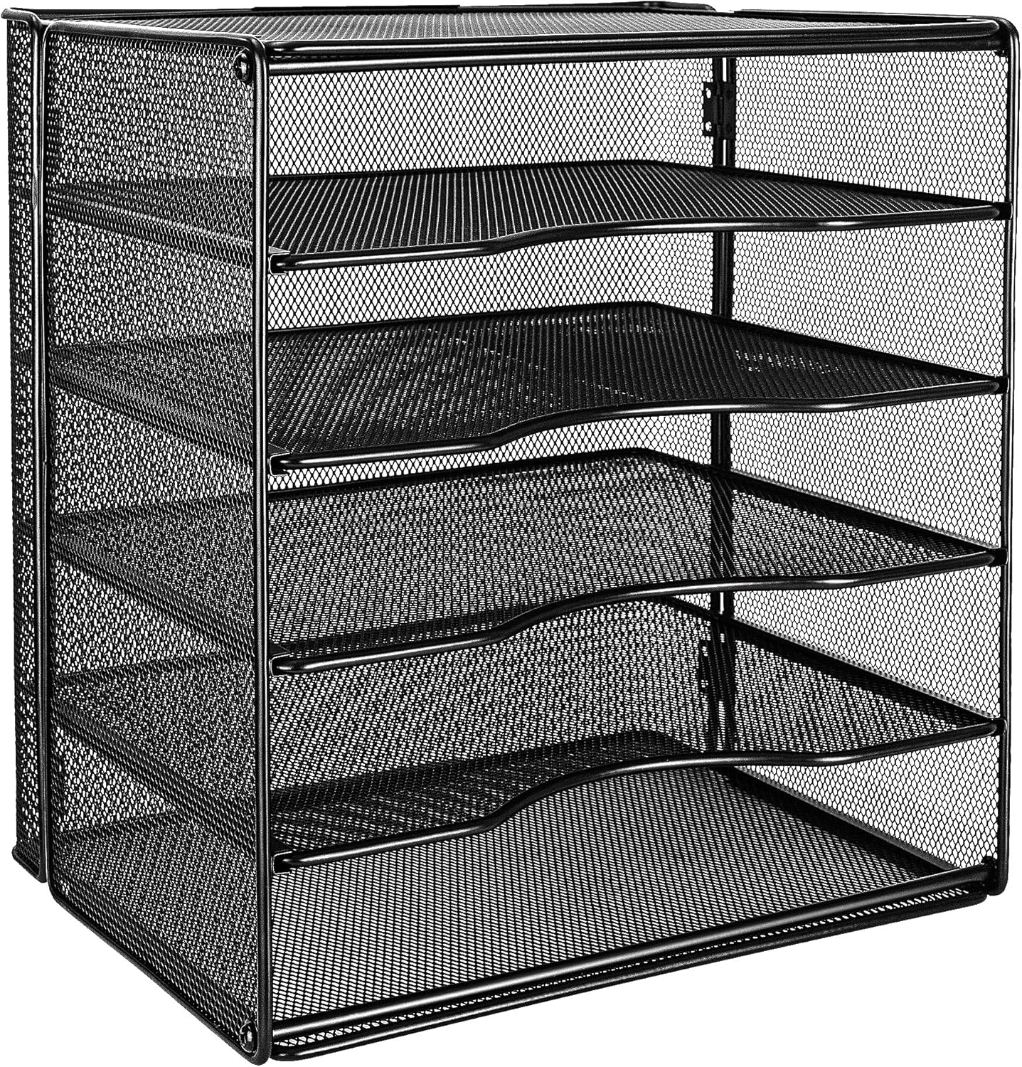 Amazon Basics 5-Tier Mesh Desk Organizer, File Holder, Paper Sorter for Office Supplies, Mail, Documents, 13.6 x 9.5 x 12.8 inches, Black