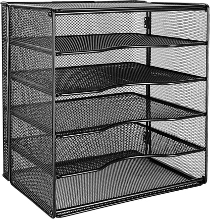 Amazon Basics 5-Tier Mesh Desk Organizer, File Holder, Paper Sorter for Office Supplies, Mail, Documents, 13.6 x 9.5 x 12.8 inches, Black