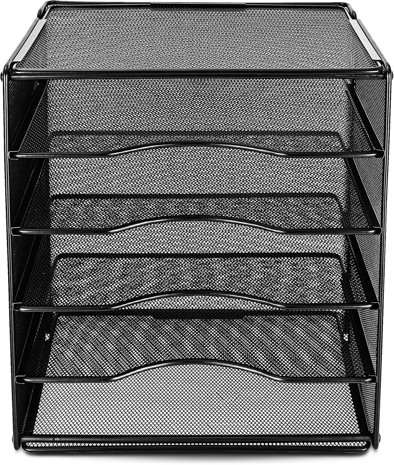 Amazon Basics 5-Tier Mesh Desk Organizer, File Holder, Paper Sorter for Office Supplies, Mail, Documents, 13.6 x 9.5 x 12.8 inches, Black