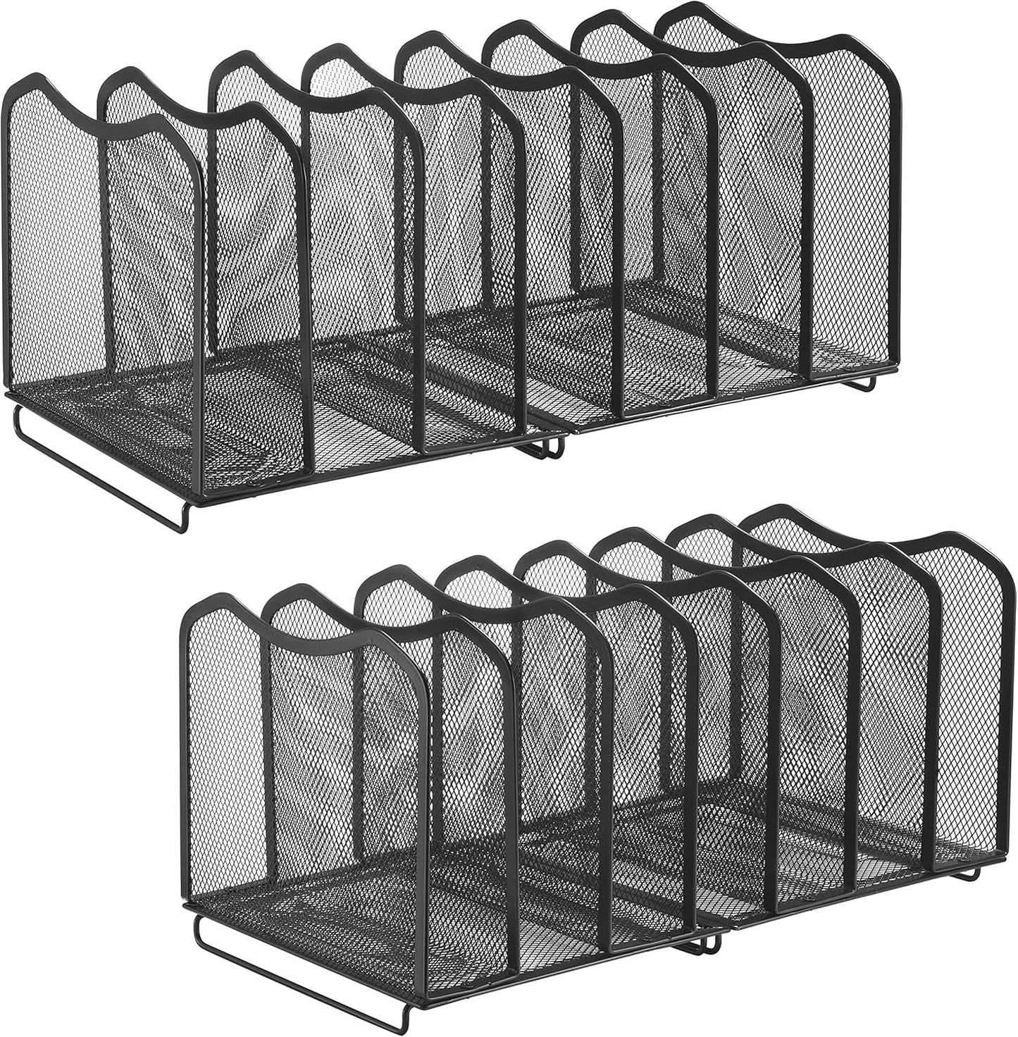 Simple Trending Mesh Desktop File Sorter Organizer, 5-Section Bookshelf for Desk Home Office, Black