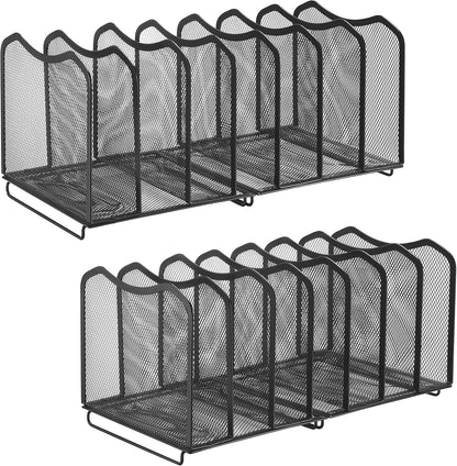 Simple Trending Mesh Desktop File Sorter Organizer, 5-Section Bookshelf for Desk Home Office, Black