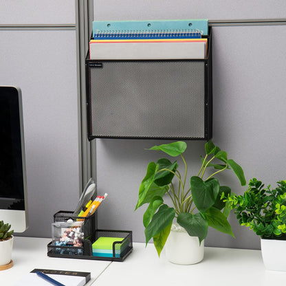 Mind Reader Vertical File Storage, Desktop Organizer, Wall Mount, Office, Metal Mesh, Black