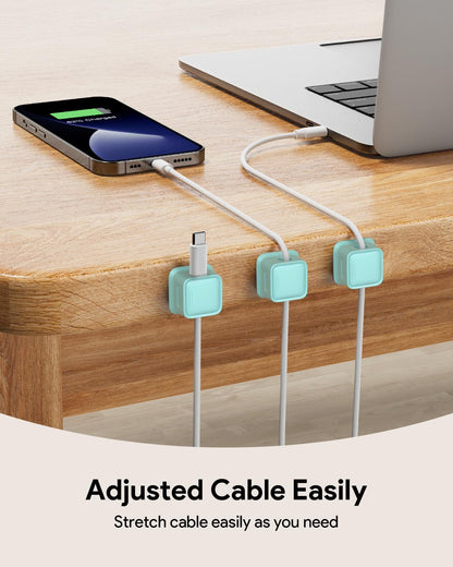 9 Pack Cord Organizer, Magnetic Cable Clips, Under Desk Management, Black | 0.27in Cable Compatible,Strong Adheive Wire Holder Keeper,Easy Open Phone Charger Holder for Home Car Desk Nightstand Office
