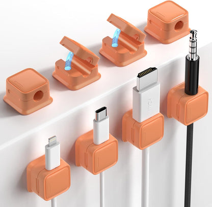 9 Pack Cord Organizer, Magnetic Cable Clips, Under Desk Management, Black | 0.27in Cable Compatible,Strong Adheive Wire Holder Keeper,Easy Open Phone Charger Holder for Home Car Desk Nightstand Office