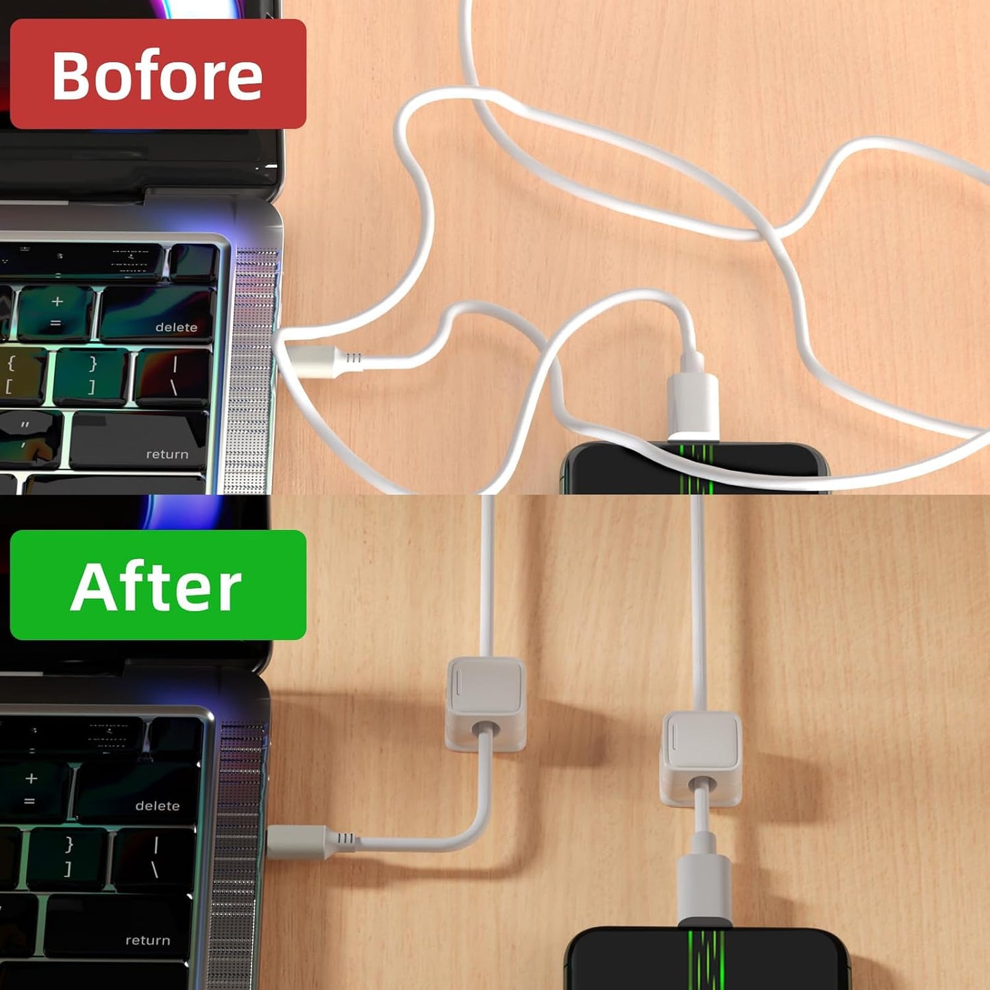 9 Pack Cord Organizer, Magnetic Cable Clips, Under Desk Management, Black | 0.27in Cable Compatible,Strong Adheive Wire Holder Keeper,Easy Open Phone Charger Holder for Home Car Desk Nightstand Office