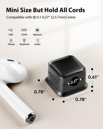 9 Pack Cord Organizer, Magnetic Cable Clips, Under Desk Management, Black | 0.27in Cable Compatible,Strong Adheive Wire Holder Keeper,Easy Open Phone Charger Holder for Home Car Desk Nightstand Office