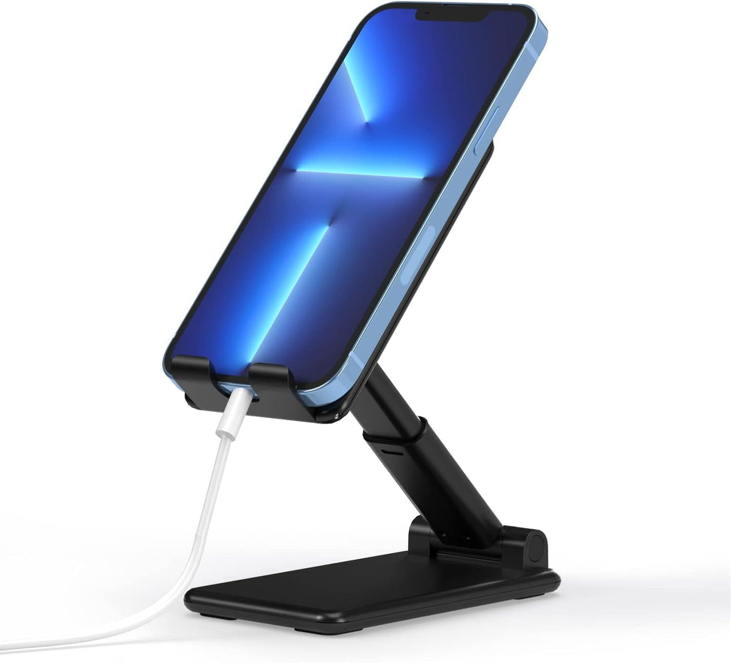 Adjustable Cell Phone Desk Mount Compatible w/iPhone 15/15 Pro/15 Pro Max, 14/14 Plus/14 Pro/14 Pro Max, 13/13 Pro/13 Pro Max - Flexible Stand for Office, Home, Tabletop (Black)