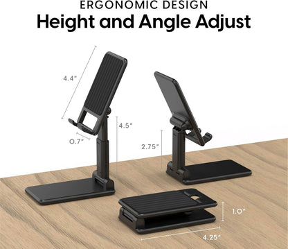 Adjustable Cell Phone Desk Mount Compatible w/iPhone 15/15 Pro/15 Pro Max, 14/14 Plus/14 Pro/14 Pro Max, 13/13 Pro/13 Pro Max - Flexible Stand for Office, Home, Tabletop (Black)