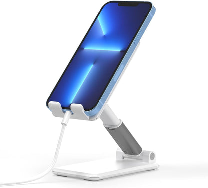 Adjustable Cell Phone Desk Mount Compatible w/iPhone 15/15 Pro/15 Pro Max, 14/14 Plus/14 Pro/14 Pro Max, 13/13 Pro/13 Pro Max - Flexible Stand for Office, Home, Tabletop (Black)