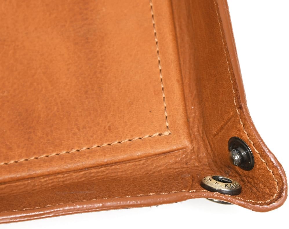 Tolredo Handmade Top Grain Leather Valet Tray, Catchall Organizer for Wallet, Keys, Phone, Watch & Accessories (Pack of 1 (11"x8") - Caramel Brown)