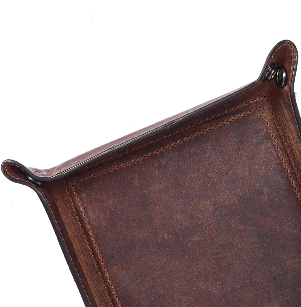 Tolredo Handmade Top Grain Leather Valet Tray, Catchall Organizer for Wallet, Keys, Phone, Watch & Accessories (Pack of 1 (11"x8") - Caramel Brown)