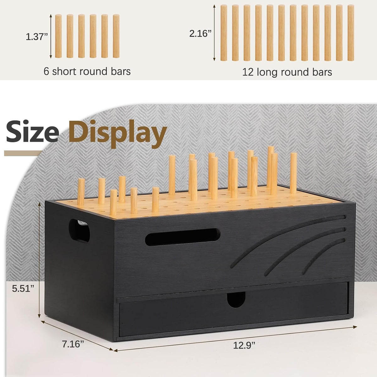 Bamboo Charging Station for Multiple Devices, 12.9" with Drawer