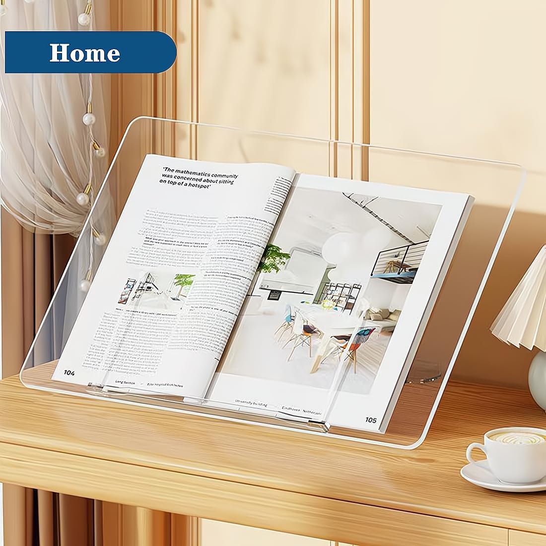 Acrylic Book Stand for Reading,Portable Book Page Holder,Adjustable Display Stands for Cookbook,Document,Recipe,Tablets (Medium)