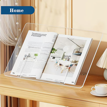 Acrylic Book Stand for Reading,Portable Book Page Holder,Adjustable Display Stands for Cookbook,Document,Recipe,Tablets (Medium)