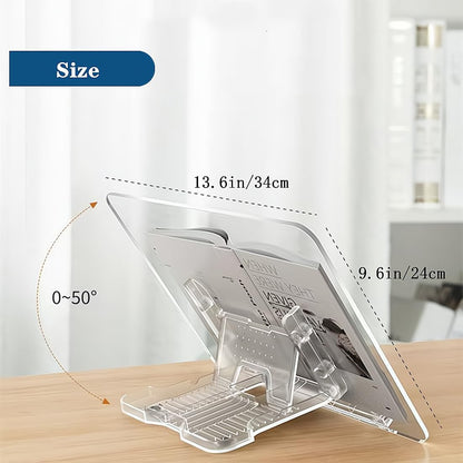 Acrylic Book Stand for Reading,Portable Book Page Holder,Adjustable Display Stands for Cookbook,Document,Recipe,Tablets (Medium)