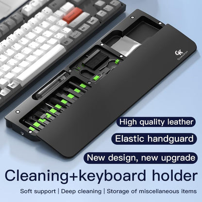 14.17'' Keyboard Wrist Rest Pad with Cleaning Tool Kit | Non-Slip Palm Pad for Comfortable Typing and Playing, ABS & Leather Hand Wrist Rest for 85% Mechanical Keyboard (Black-85%)