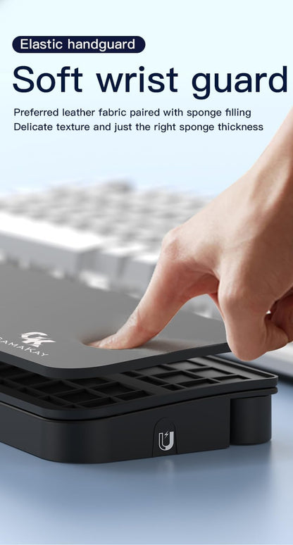 14.17'' Keyboard Wrist Rest Pad with Cleaning Tool Kit | Non-Slip Palm Pad for Comfortable Typing and Playing, ABS & Leather Hand Wrist Rest for 85% Mechanical Keyboard (Black-85%)