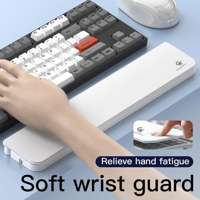 14.17'' Keyboard Wrist Rest Pad with Cleaning Tool Kit | Non-Slip Palm Pad for Comfortable Typing and Playing, ABS & Leather Hand Wrist Rest for 85% Mechanical Keyboard (Black-85%)