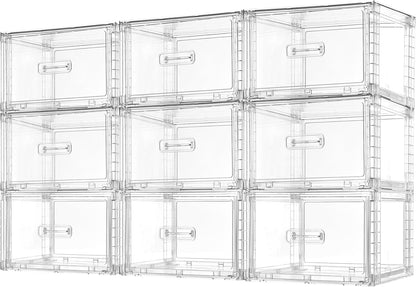 4 Pack Clear Stackable Storage Drawers 15QT, Easily Assemble Closet Organizers,Plastic Storage Bins for Bathroom,Cabinet,Kitchen Pantry,Under Sink Organization(Medium)