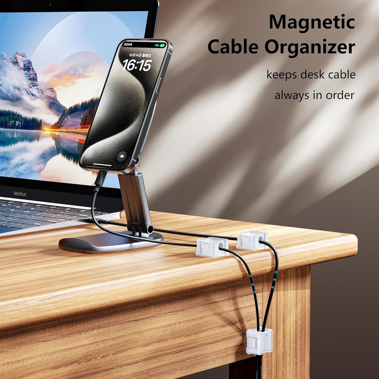12 PC Magnetic Cable Clips [Cable Smooth Adjustable] Cord Holder, Under Desk Cable Management, Adhesive Wire Holder Keeper Organizer for Home Office Desk Phone Car Wall Desktop Nightstand