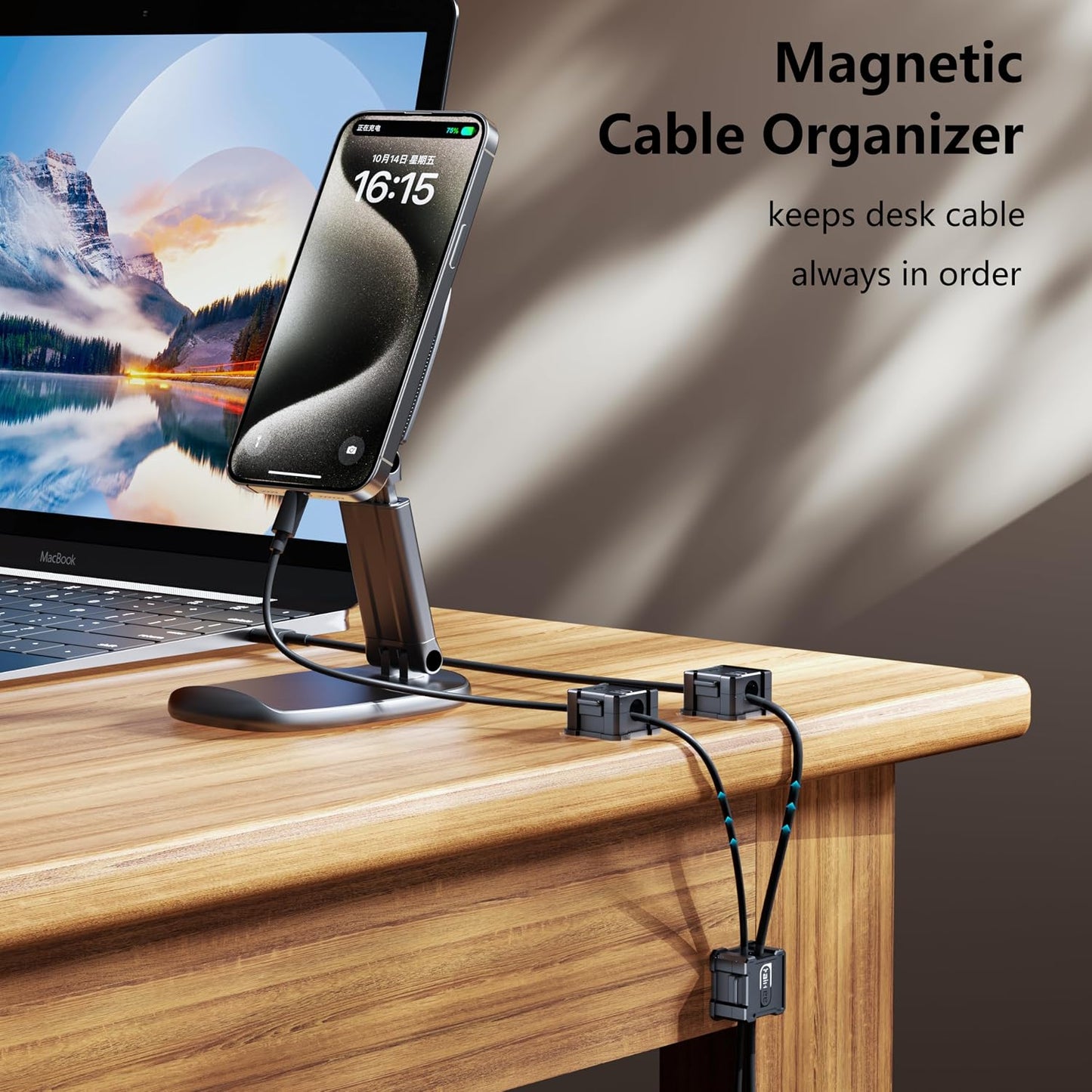 12 PC Magnetic Cable Clips [Cable Smooth Adjustable] Cord Holder, Under Desk Cable Management, Adhesive Wire Holder Keeper Organizer for Home Office Desk Phone Car Wall Desktop Nightstand